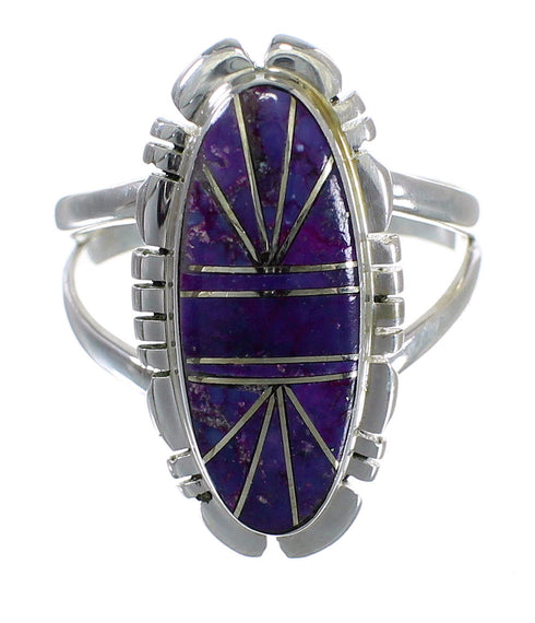 Southwest Genuine Sterling Silver Magenta Turquoise Inlay Jewelry Ring Size 5-1/2 VX58962